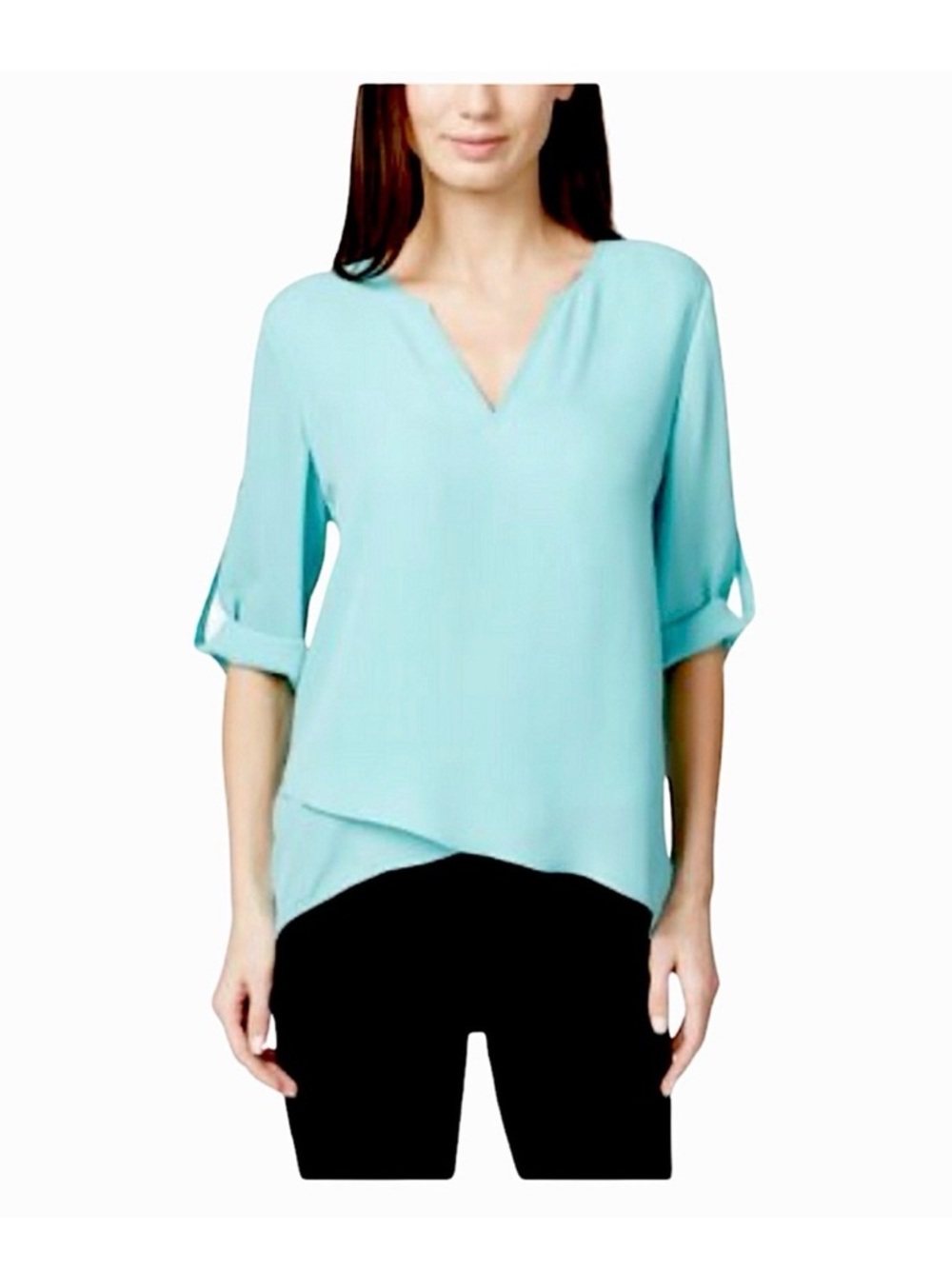 Alfani Modern Roll-Tab Layered Hem Blouse